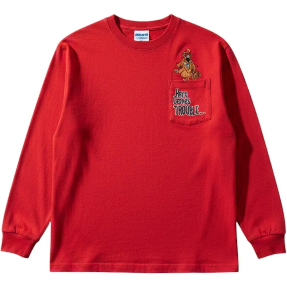 Vintage Warner Bros Scooby-Doo Red Long Sleeve Pocket T-Shirt Kids Size XL 14/16